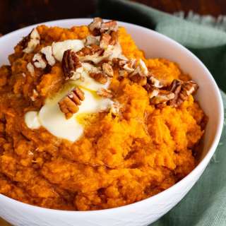 Maple Bourbon Mashed Sweet Potatoes