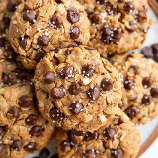 Vegan Oatmeal Peanut Butter Chocolate Chip Cookies