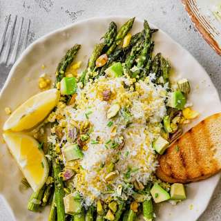 Grated Egg Avocado Asparagus Salad