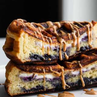 Blueberry Cheesecake Stuffed Protein Waffle