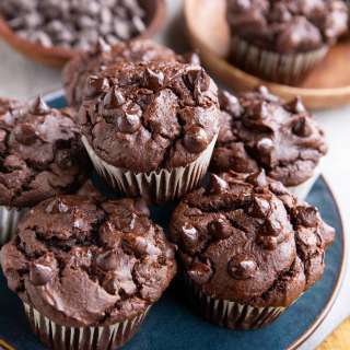 Healthy Double Chocolate Sweet Potato Muffins