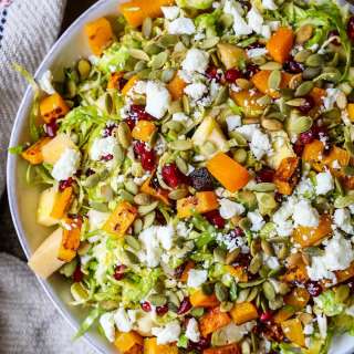 Shaved Brussel Sprout Salad with Roasted Butternut Squash