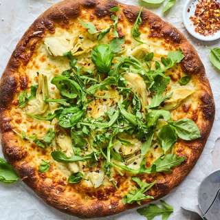Lemon Artichoke Arugula Pizza