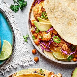 Roasted Cauliflower Chickpea Tacos