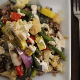 Vegetable Stir Fry with Coconut-Tahini Sauce