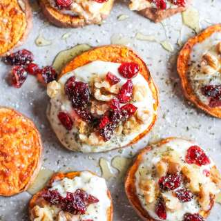 Sweet Potato Rounds with Herbed Ricotta and Walnuts