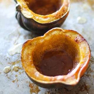 Roasted Acorn Squash with Bourbon Butter and Honey