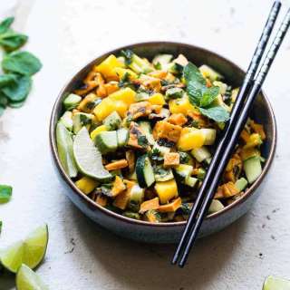 Thai Mango Avocado Salad with Grilled Sweet Potatoes