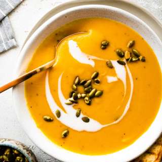 Roasted Butternut Squash Pear Ginger Soup