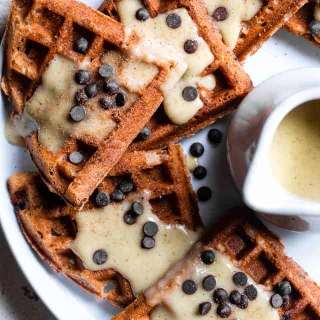Eggnog Gluten-Free Vegan Waffles with Chocolate Chips