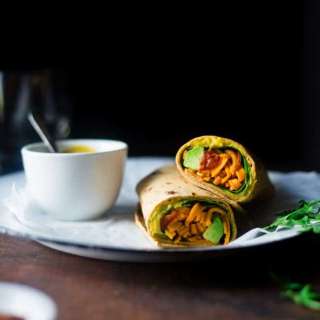 Mexican Sweet Potato Noodles Wrap with Vegan Cheese Sauce