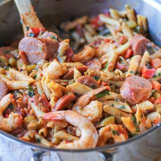 One Pot Shrimp Gumbo Pasta