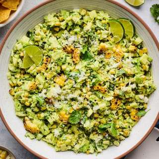Charred Corn Cabbage Salad with Creamy Avocado Dressing