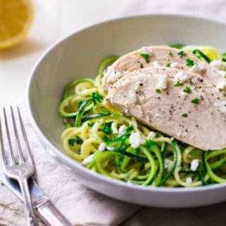Greek Yogurt-Marinated Chicken with Zucchini Noodles