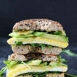Egg, Avocado, and Pesto Bagel Sandwich