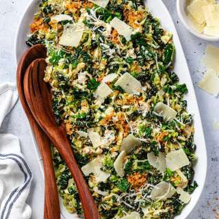 Brussels Sprouts Kale Caesar Salad