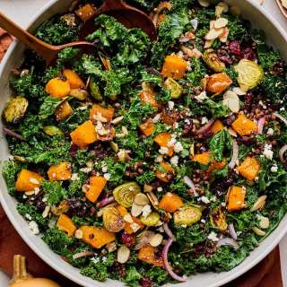 Kale Salad with Roasted Vegetables & Crispy Lentils