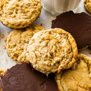 Chocolate Dipped Coconut Oatmeal Cookies