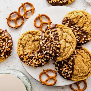 Chocolate Dipped Pretzel Cookies