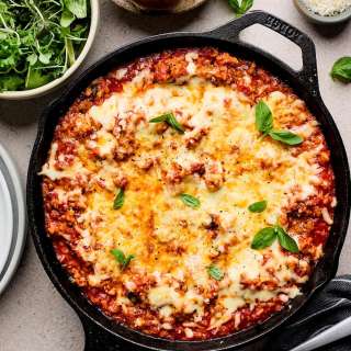 Cheesy Ground Turkey Rice Skillet with Marinara Sauce