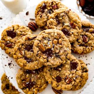 Brown Butter Oatmeal Cookies with Pecans, Dates & Dark Chocolate Chunks Recipe