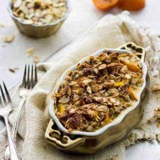 Healthy French Toast Bake with Peaches and Almond Streusel