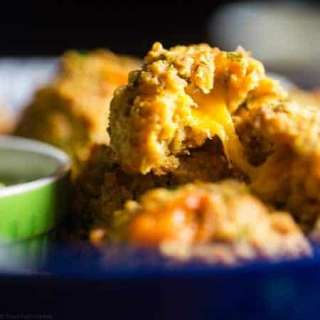 Cheesy Spicy Hummus-Roasted Chickpea Bites with Guacamole