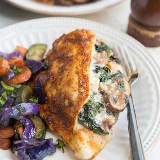 Mushroom and Spinach Stuffed Chicken Breast