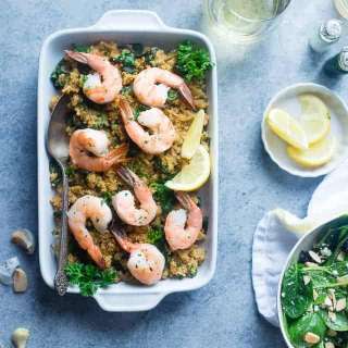 Garlic Butter Shrimp and Quinoa in the Slow Cooker