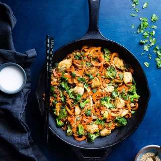 Cumin Healthy Chicken Stir-Fry with Carrot Noodles