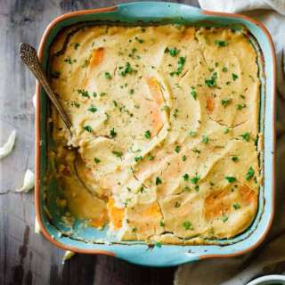 Cauliflower Alfredo Vegan Scalloped Sweet Potatoes