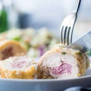 Healthy Baked Chicken Cordon Bleu With Cauliflower Alfredo