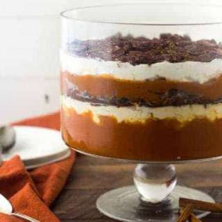 Pumpkin Trifle With Brownie Brittle And Chocolate Ganache