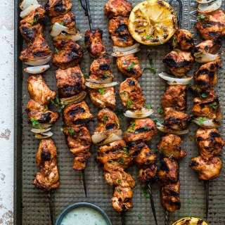 Moroccan Chicken Skewers with Yogurt Mint Sauce