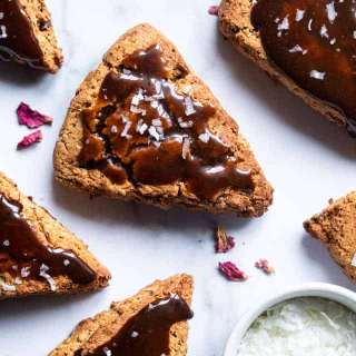 Gluten Free Samoa Scones with Greek Yogurt