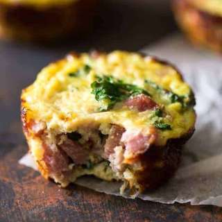 Egg Muffins with Ham, Kale and Cauliflower Rice {Paleo, High Protein + Super Simple}