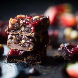 Chocolate Paleo Magic Cookie Bars With Strawberry