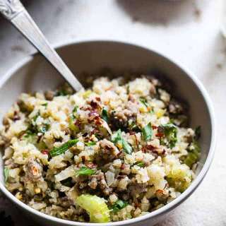 Keto Low-Carb Riced Cauliflower Stuffing