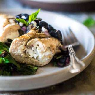 Goat-Cheese Stuffed Chicken Breasts With Balsamic-Blueberry Salsa {Gluten-Free + High Protein}