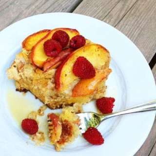 Overnight Peach French Toast Bake