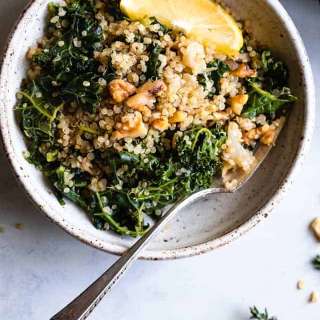 Kale Quinoa And Mushroom Skillet With Herb Butter