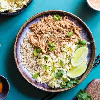 Slow Cooker Thai Peanut Butter Chicken Quinoa Bowls