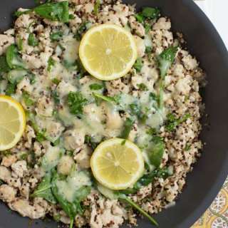 Lemon Chicken Quinoa Skillet with Baby Spinach