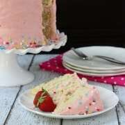 Vanilla Bean Cake with Strawberry Buttercream
