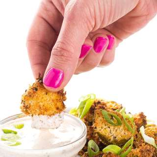 Air-Fried Pickle Chips with Cajun Buttermilk Ranch
