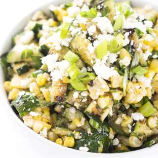 Grilled Corn and Zucchini Salad with Feta and Basil