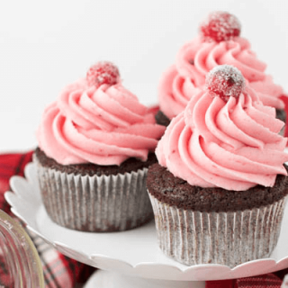 Gingerbread Cupcakes with Cranberry Buttercream Frosting