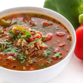 Stuffed Pepper Soup with Beef and Rice