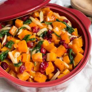 Roasted Butternut Squash with Cranberries, Greens and Apples