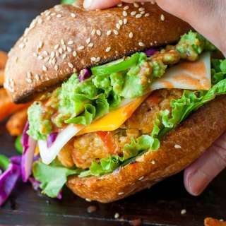 Buffalo Chickpea Veggie Burgers